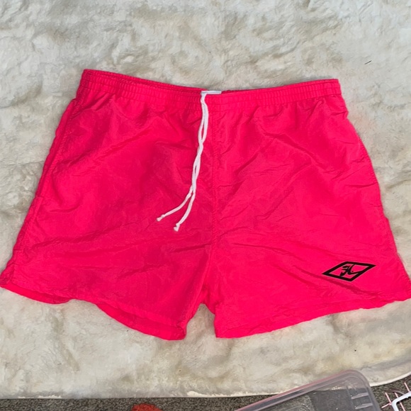 Hobie | Men’s Vintage 80’s Hot Pink Lined Swim Trunks with pockets | size 1X - Picture 1 of 10